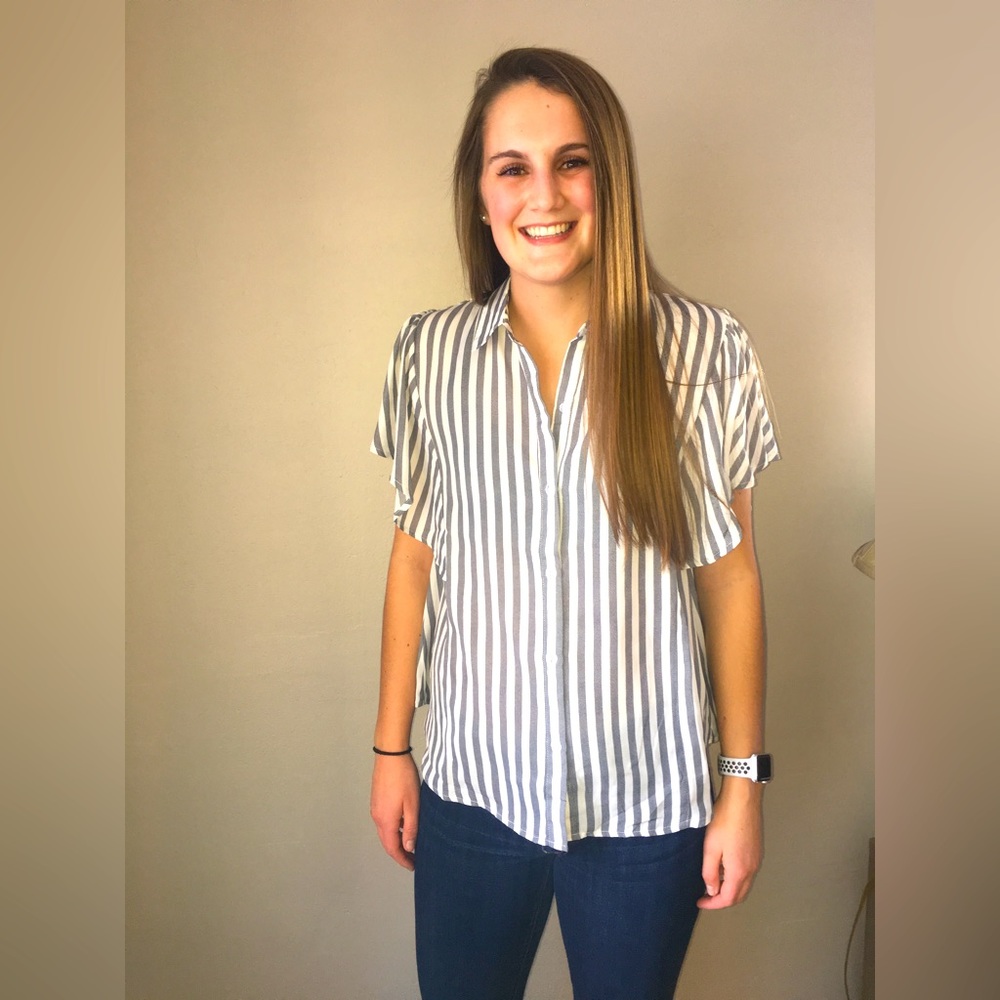 Striped Button Up Blouse - Picture 9 of 10